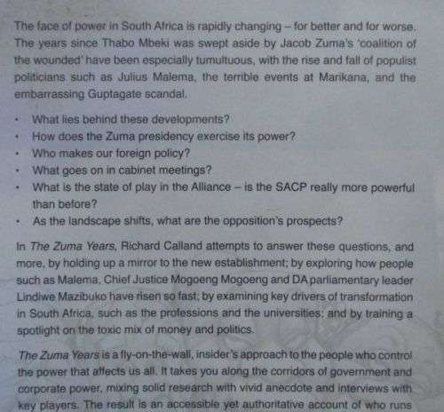 THE ZUMA YEARS By Richard Calland