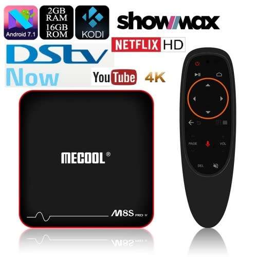 MeCOOL M8S W Android 7.1 (2GB/16GB)**Android TV OS Support Voice Control TV Box** DSTV Now Preloaded