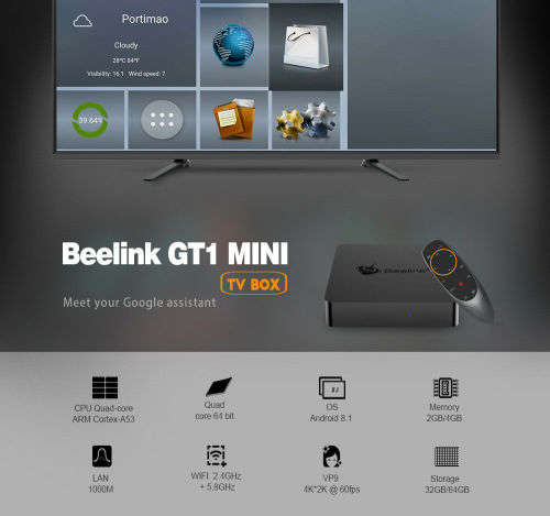 Beelink GT1 Mini (4GB RAM/32 ROM) Android 8.1 TV Box with Voice Remote ** DSTV Now, Netflix, Showmax