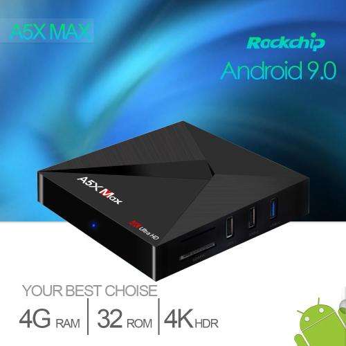 A5X Max Android 9.0 TV Box (4GB RAM/ 32GB ROM) **+ FREE Wireless Mini Keyboard !! **DSTV Now,Netflix