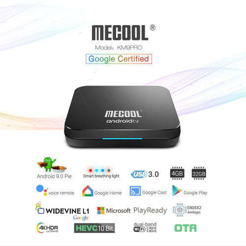 Mecool KM9 Pro Android 9.0 TV Box (4GB RAM / 32GB ROM)**Google Certified**With Voice Control Remote