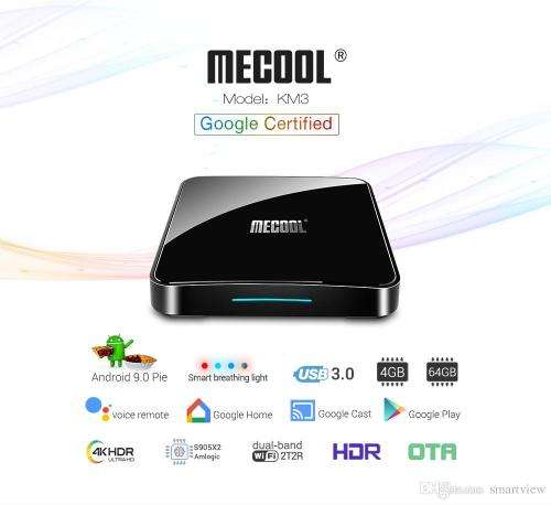 Mecool KM3 Android 9.0 TV Box (4GB RAM/64GB ROM) **Google Certified **+ Wireless Keyboard