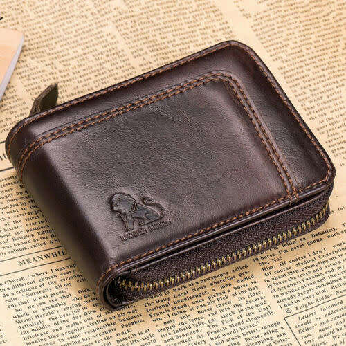 RFID Blocking Secure Wallet Vintage Genuine Leather 13 Card Slots