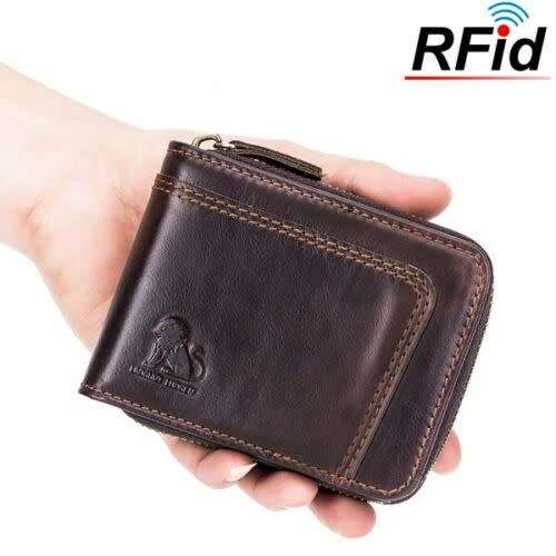 RFID Blocking Secure Wallet Vintage Genuine Leather 13 Card Slots