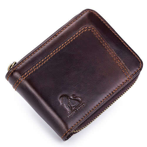 RFID Blocking Secure Wallet Vintage Genuine Leather 13 Card Slots
