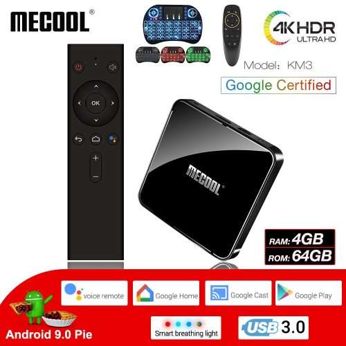 Mecool KM3 Android 9.0 TV Box (4GB RAM/64GB ROM) **Google Certified **+ Wireless Keyboard