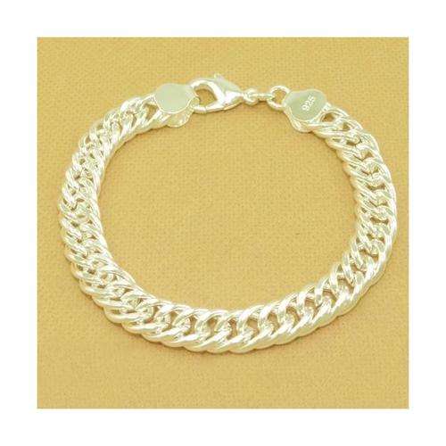 Fabulous wide heavy curb link chain silver bracelet (In Stock & Ready to Ship)