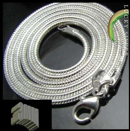 Silver Snake Chain NECKLACE - 3MM (51 cm) Unisex - In stock and ready to deliver (3-5 days)