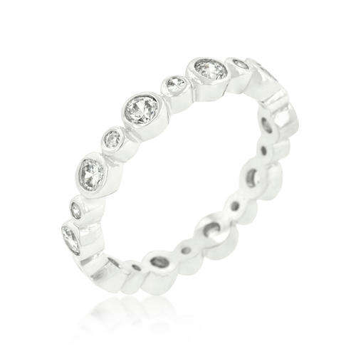Alternating Bezel Linked CZ Eternity Band Wedding and Engagement Ring #8 *USA IMPORT* Local stock