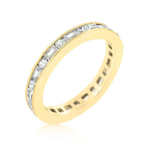 Alternating Cubic Zirconia Eternity Band in Goldtone - Eternally yours *USA IMPORT*