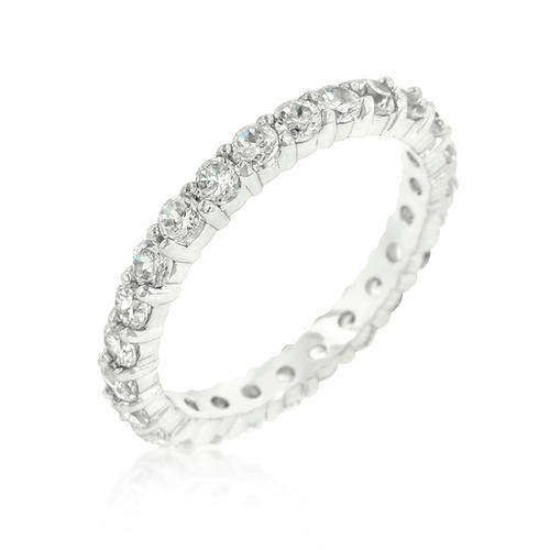 Sterling silver - filled Cubic Zirconia Eternity Band Ring #5 *USA IMPORT* LOCAL STOCK