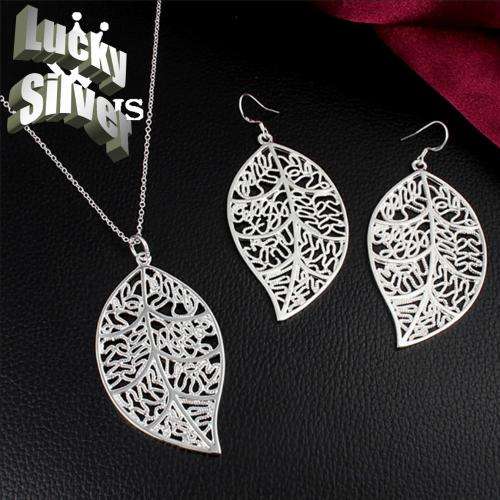 Fantastic price!! Sterling Silver - filled Leaf Necklace and Earring Set at LOW LOW price