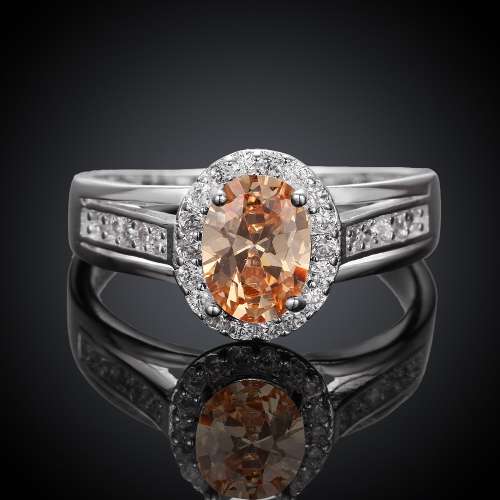 Fantastic price!! Sterling Silver - filled Citrine Ring with simulated diamonds at LOW LOW price