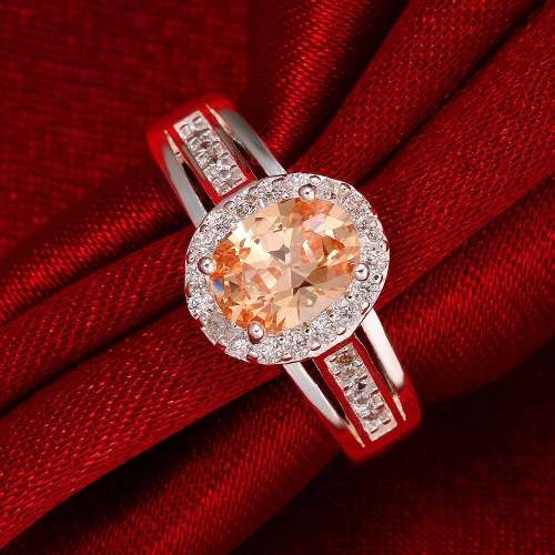 Fantastic price!! Sterling Silver - filled Citrine Ring with simulated diamonds at LOW LOW price