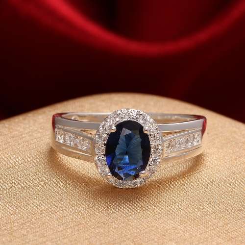 Fantastic price!! Sterling Silver - filled Sapphire Ring with simulated diamonds at LOW LOW price