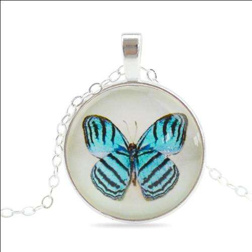 Fantastic price!! Silver - filled Butterfly glass pendant  necklace at LOW LOW price