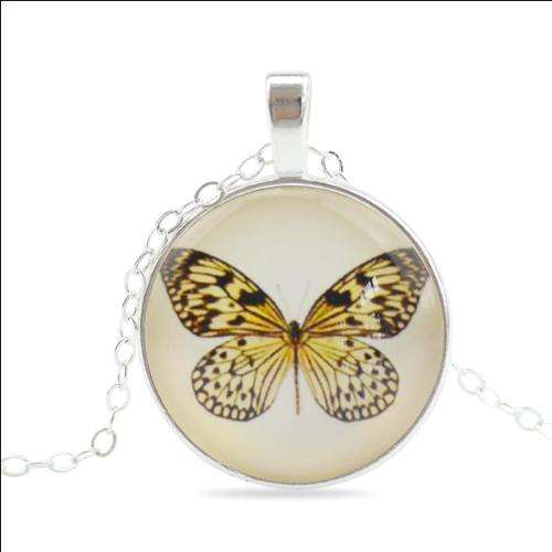 Fantastic price!! Silver - filled Butterfly glass pendant  necklace at LOW LOW price