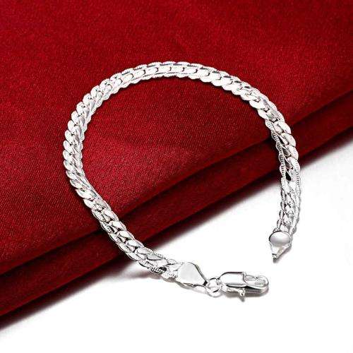 Sterling Silver - filled Flat Chain Unisex Bracelet LOCAL STOCK