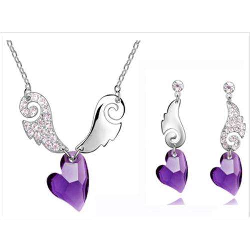 Austrian Crystal Necklace and Earing Set Amethyst Purple LOCAL STOCK