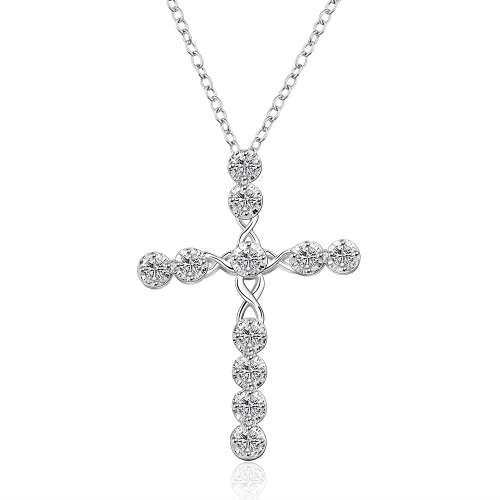 Fantastic price!! Sterling Silver - filled Cross Necklace with simulated diamonds at LOW LOW price