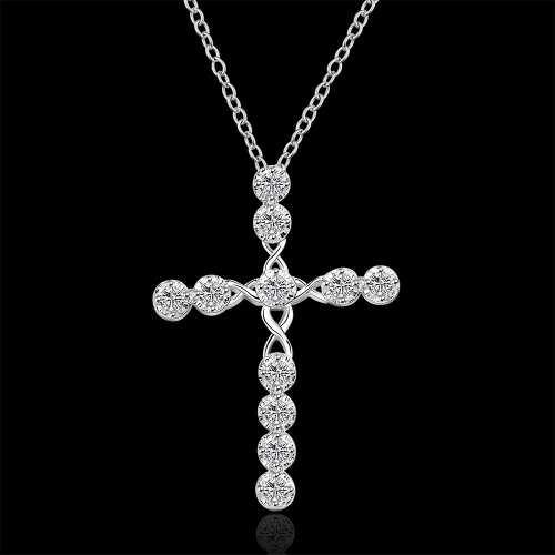 Fantastic price!! Sterling Silver - filled Cross Necklace with simulated diamonds at LOW LOW price