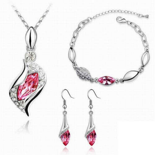 Fantastic price!! Sterling Silver - filled  Austrian Crystal Necklace Bracelet and drop earring set.