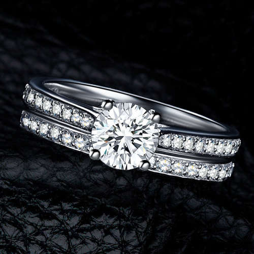Fantastic price!! Sterling Silver - filled Engagement Wedding Ring Set with simulated diamonds #6-9