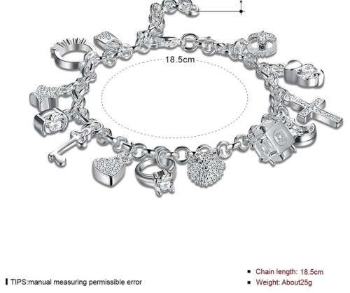 Fantastic price!! Sterling Silver - filled  Charm Bracelet  with detail at LOW LOW price