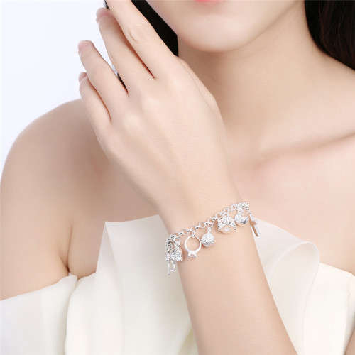 Fantastic price!! Sterling Silver - filled  Charm Bracelet  with detail at LOW LOW price