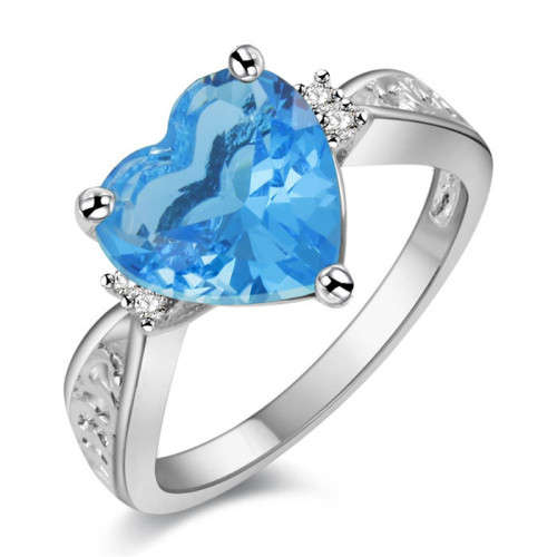 Fantastic price!! Sterling Silver filled Valentines Heart Ring #7 with simulated diamonds #6-9