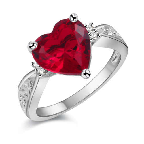 Fantastic price!! Sterling Silver filled Valentines Heart Ring #7 with simulated diamonds #6-9