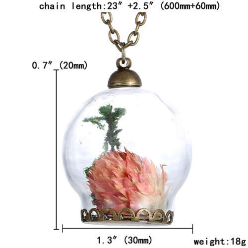 Beautiful Bulb Pendant with Vintage Dried Flower Necklace LOCAL STOCK