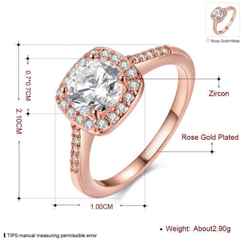 Fantastic price!! Sterling Silver - filled White Sapphire Ring simulated diamonds Rose Gold #5 - 9