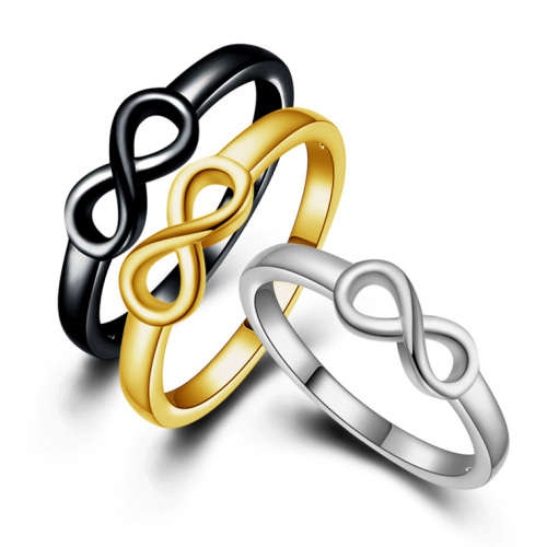 Fantastic price!!  Sterling Silver - filled Infinity Ring sizes 6 - 10 in black gold and silver