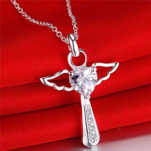 Fantastic price!! Sterling Silver - filled  Angel cross necklace at LOW LOW price