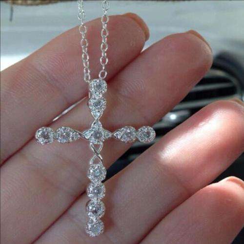 Fantastic price!! Sterling Silver - filled Cross necklace with simulated diamonds at LOW LOW price