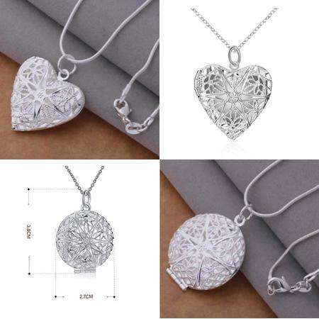 Sterling Silver - filled heart/round Locket Necklace at LOW LOW price 2 shapes LOCAL STOCK