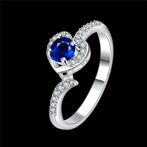 Fantastic price!! Sterling Silver filled Heart Sapphire Ring with simulated diamonds sizes 7 - 8