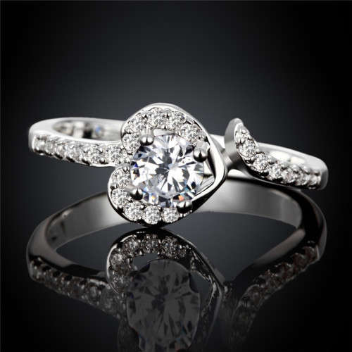 Fantastic price!! Sterling Silver filled Heart Sapphire Ring with simulated diamonds sizes 7 - 8