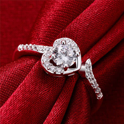 Fantastic price!! Sterling Silver filled Heart Sapphire Ring with simulated diamonds sizes 7 - 8