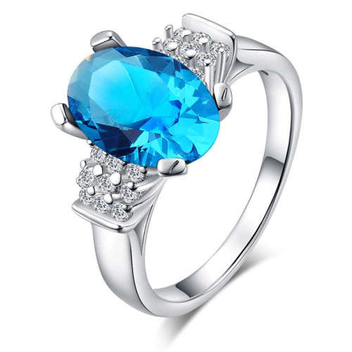 Fantastic price!! Sterling Silver filled Sapphire Ring with simulated diamonds sizes 8