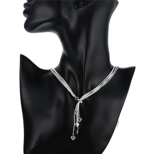Sterling Silver-filled 5 string heart lariat Necklace LOCAL STOCK 3-5 days