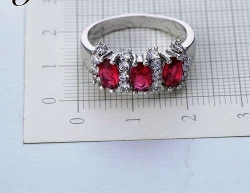 Fantastic price!! Sterling Silver - filled Sapphire 3 stone Ring with simulated diamonds Sizes 6-9