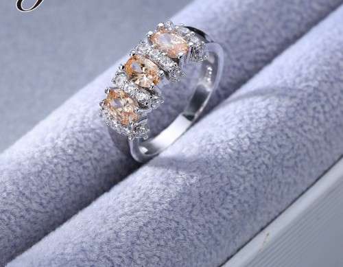 Fantastic price!! Sterling Silver - filled Sapphire 3 stone Ring with simulated diamonds Sizes 6-9