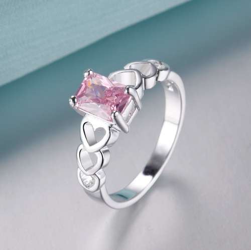 Sterling Silver - filled Ring with simulated diamonds size 6 LOCAL STOCK