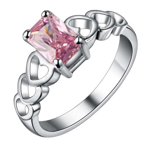 Sterling Silver - filled Ring with simulated diamonds size 6 LOCAL STOCK