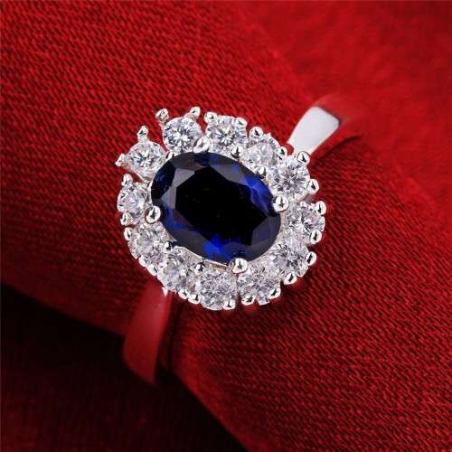 Sterling Silver - filled Ring with simulated diamonds size 8 LOCAL STOCK