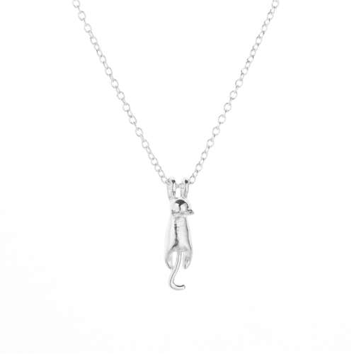 Sterling Silver filled hanging Cat Necklace