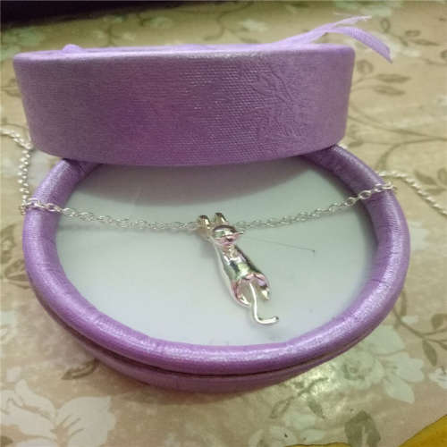 Sterling Silver filled hanging Cat Necklace