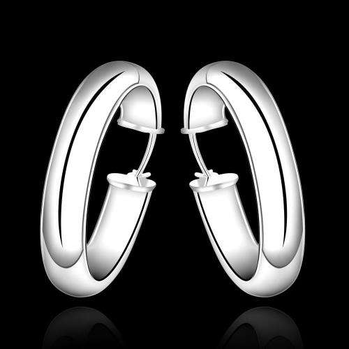 Silver Designer Large Round Hoop Earrings